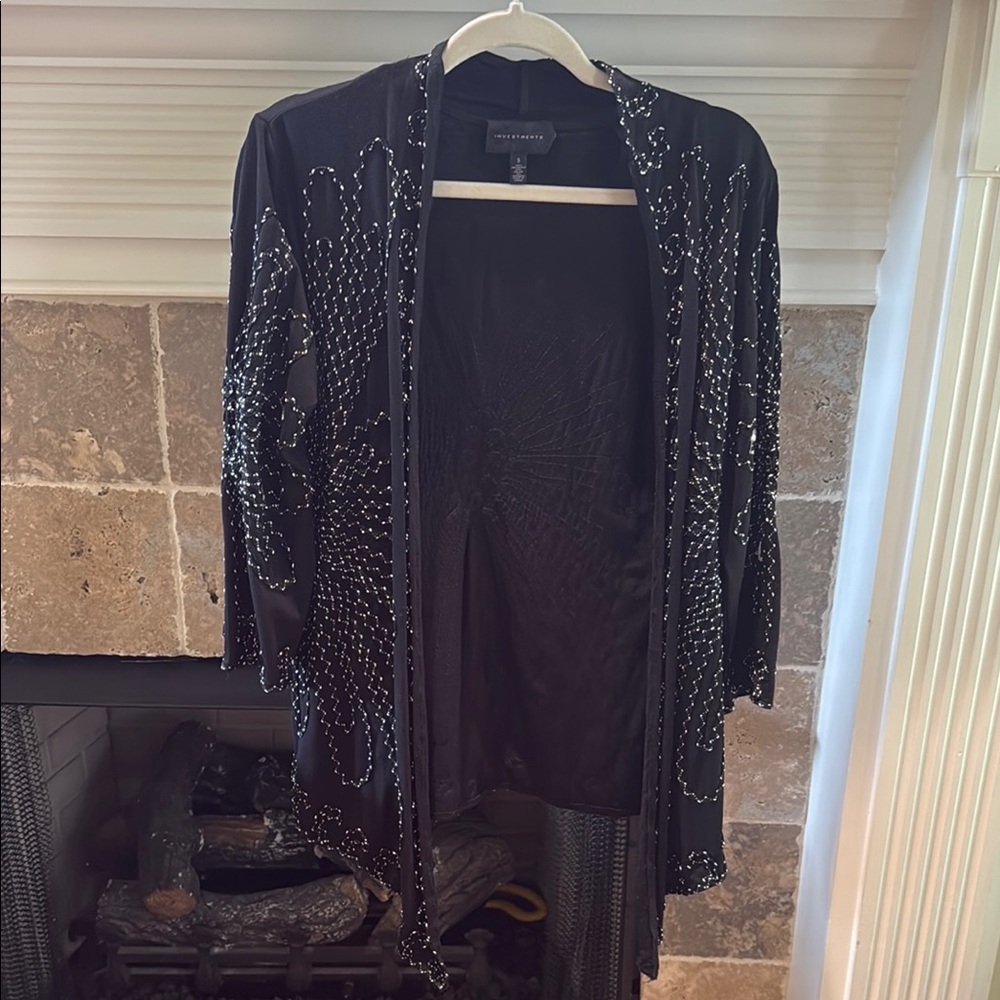 Investments Black Beaded Cardigan